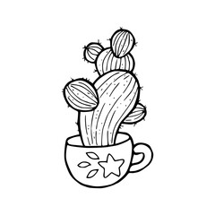 cartoon of cactus plant for coloring page