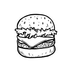 hand drawn illustration of a burger