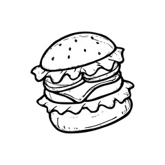 a drawing illustration of a burger 
