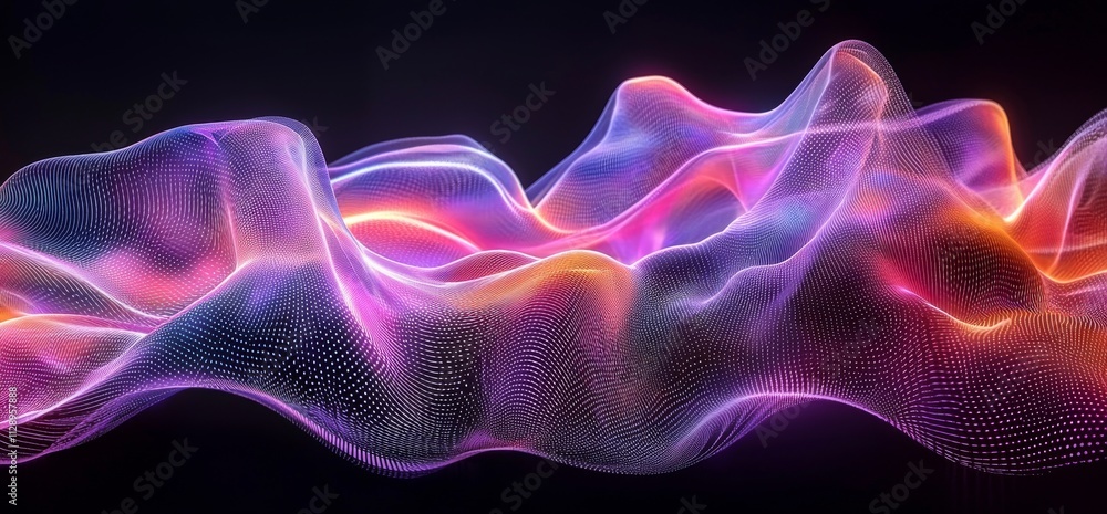 Poster an illustration of a futuristic shape, showcasing an abstract 3d rendering of twisted lines as a mod