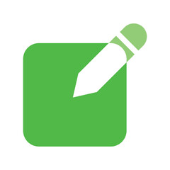 Abstract green square with a dark grey and light green arrow piercing it.