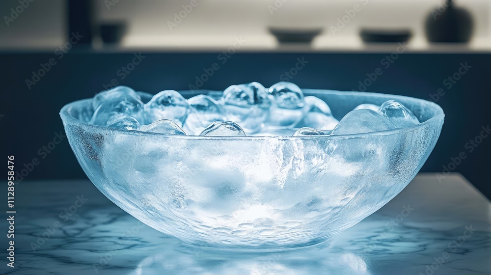 Aufkleber a layered ice surface with suspended frozen bubbles, glowing softly as light diffuses through their 