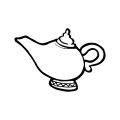 cartoon of teapot for coloring page