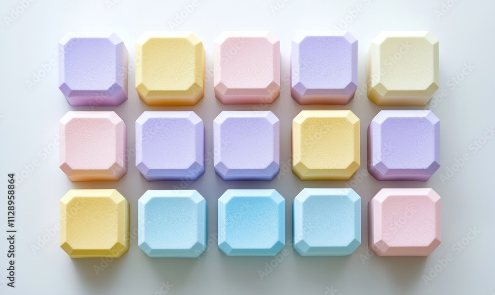 Poster a 3d abstract rendering featuring a modern geometric background composed of vibrant cubes.