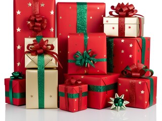 stack of gift boxes in various sizes, suitable for Christmas or birthday gifts