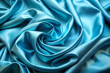 Obraz premium Elegant Cyan Blue Silk Fabric Close-Up Showcasing Luxurious Satin Texture and Flowing Waves for Fashion and Interior Design Backgrounds
