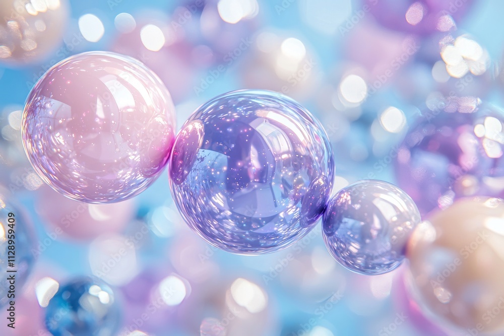 Poster a modern background design with a 3d abstract of a colorful bubble.