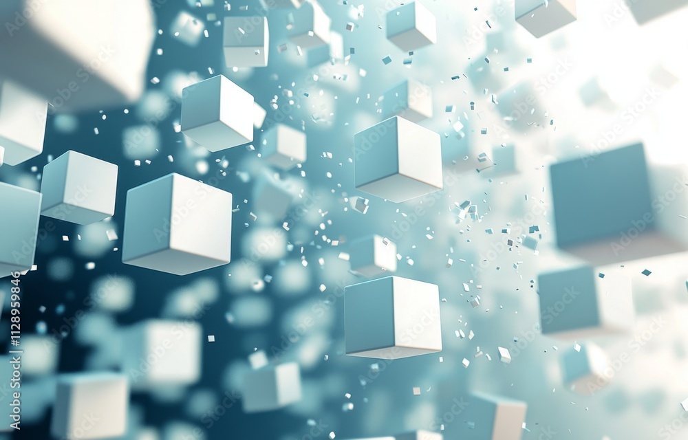 Aufkleber an abstract 3d design with a white background and geometric cubes.