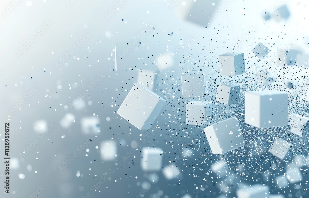 Aufkleber an abstract 3d rendering featuring a white geometric background with cubes, symbolizing the blockcha