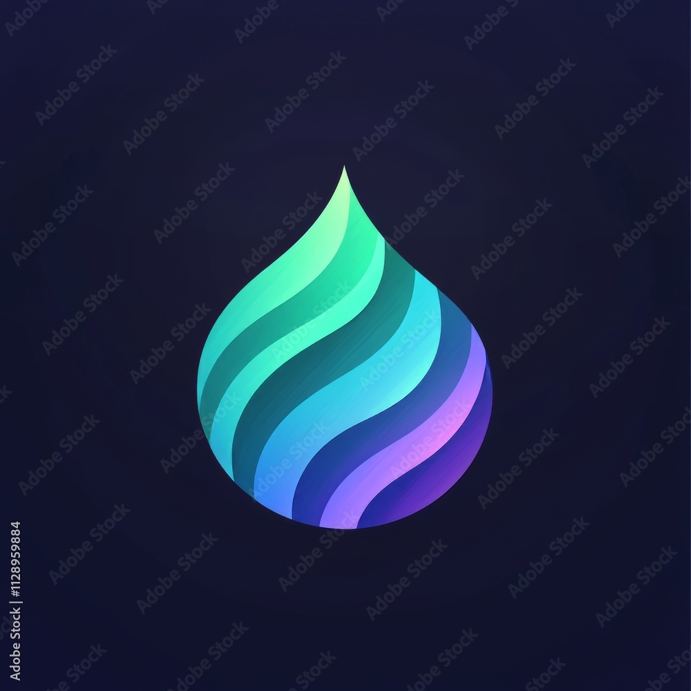 Poster a modern logo design with an abstract representation of a liquid drop.