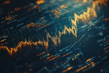 Close-up of a stock market data display showing fluctuating prices and financial data on a screen.