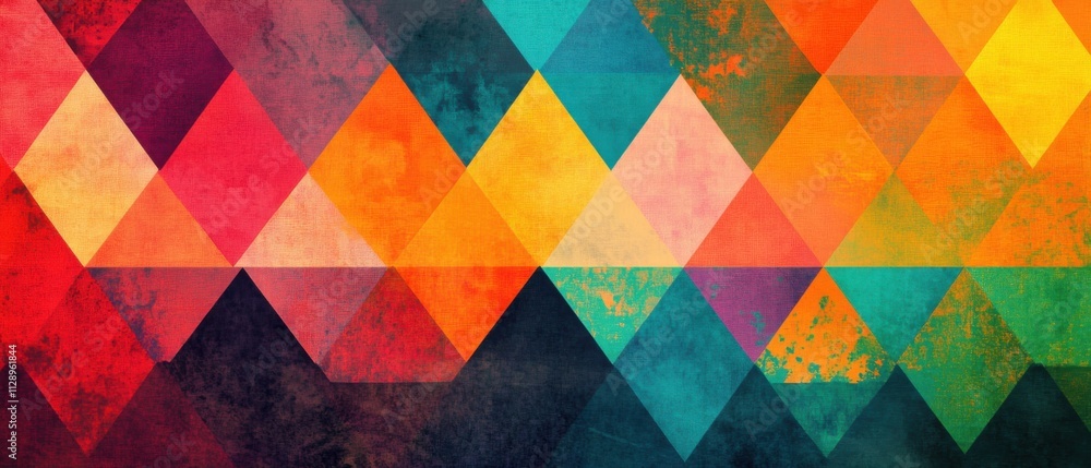 Poster Vibrant Geometric Triangle Pattern Background Texture