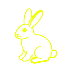 Obraz premium Outline icon of a sitting rabbit in bright yellow color 