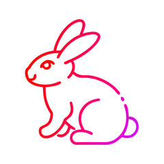 Obraz premium Outline icon of a sitting rabbit in a red to pink gradient design