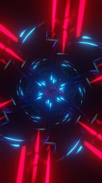 Vertical Video of Vibrant Abstract Loop with Neon Pulsating Geometry