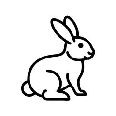 Fototapeta premium Simple outline icon of a sitting rabbit in a classic black design