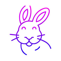 Obraz premium Outline icon of a happy rabbit face in a purple gradient design