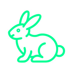 Outline icon of a sitting rabbit in a green line design