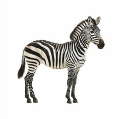 Obraz premium A zebra (Equus quagga) stands still, gazing at the camera, its stripes clearly visible.