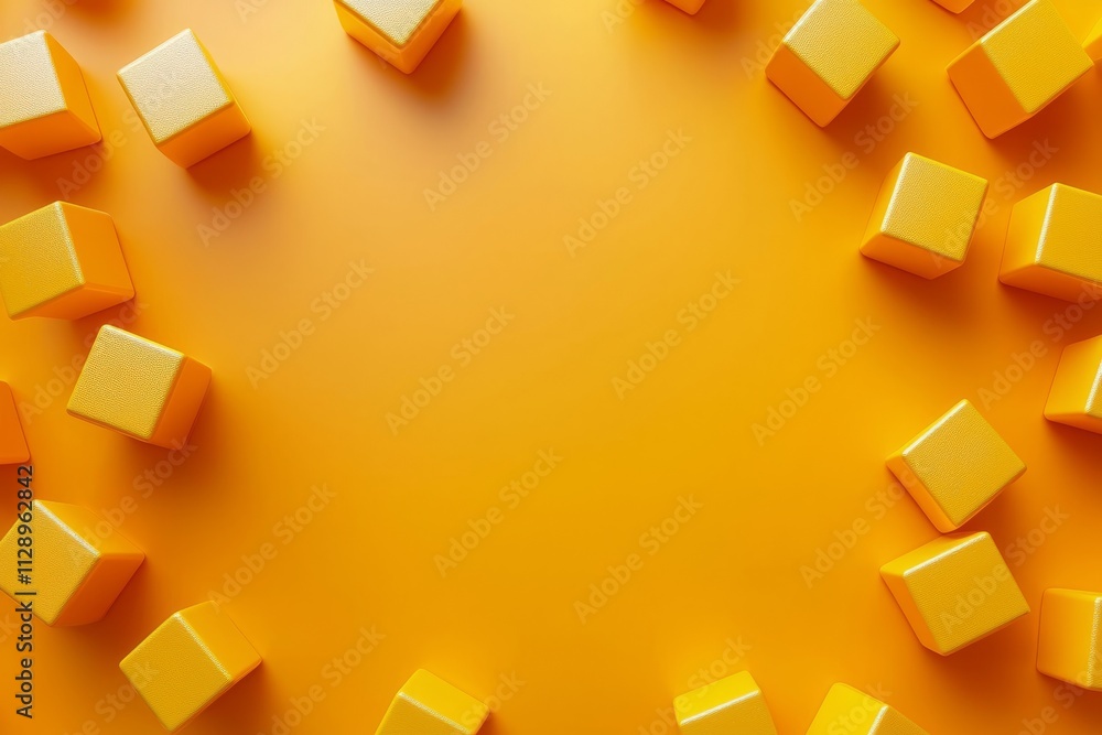Poster an abstract 3d illustration with a yellow geometric background pattern.