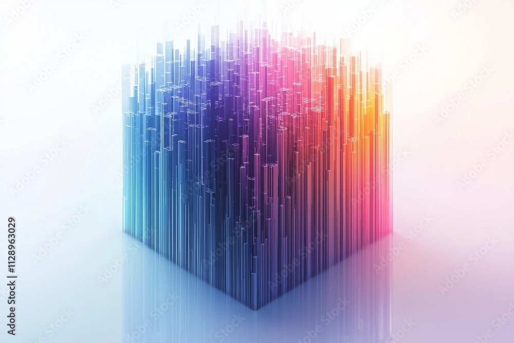 Poster a geometric design in 3d, showcasing an abstract background with colorful lines.