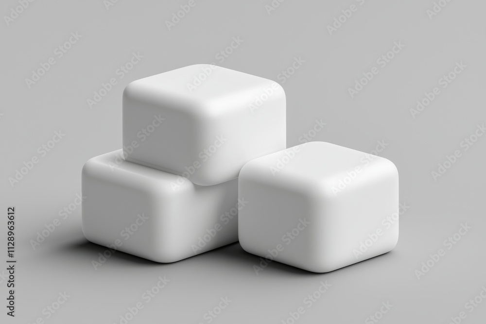 Poster abstract 3d illustration featuring a white cube with geometric patterns.