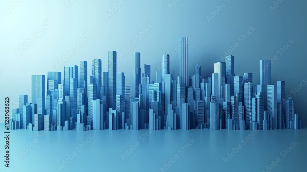 Poster blue geometric background design in an abstract 3d render.