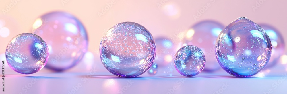 Aufkleber a collection of colorful liquid splashes, created using 3d rendering.