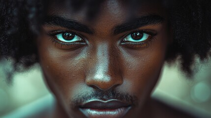 Close-up portrait of a young man with intense expressive eyes