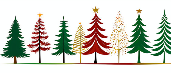 Obraz premium christmas trees set