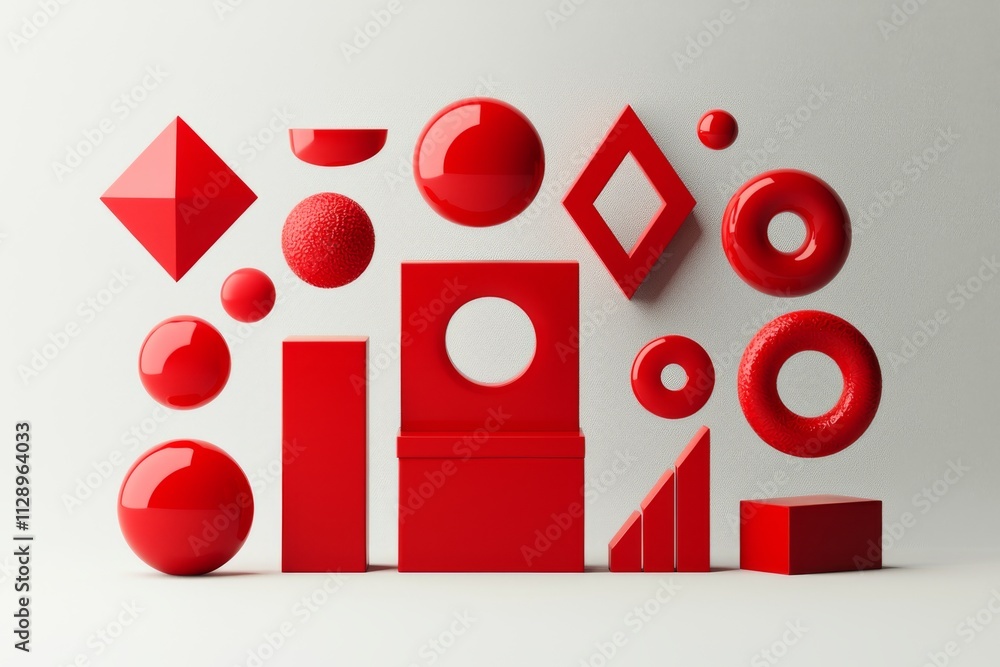Poster a 3d abstract rendering featuring a red geometric design as a background.