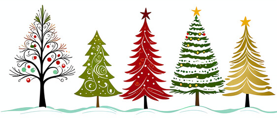 Obraz premium christmas trees set