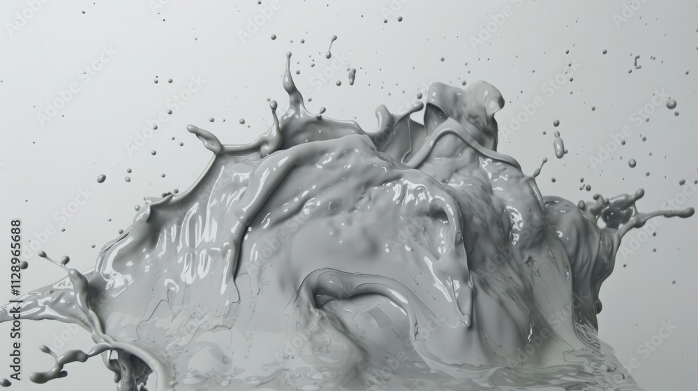 Poster grey liquid splashing dynamically in motion