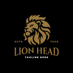 Fototapeta premium Lion head logo vector design. Lion logo line art vector icon. Vintage hipster lion head emblem logo design