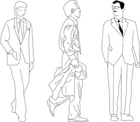 Vector sketch illustration, silhouette design, image of a worker in a neat shirt doing activities.eps