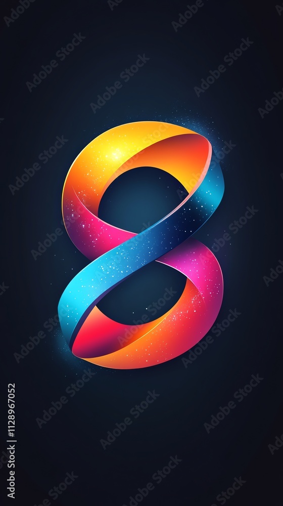 Aufkleber A vibrant, stylized number 8 with a gradient of colors on a dark background.