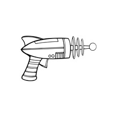 Obraz premium a line art drawing of a cartoon of a space gun