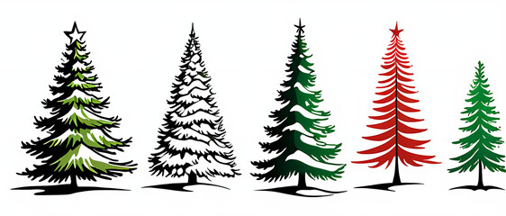 Obraz premium christmas trees set