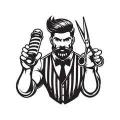 Black and white barber logo vector