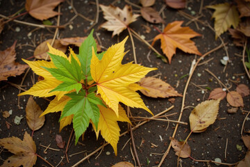 Forest floor leaves deciduous tree autumnal decay stems