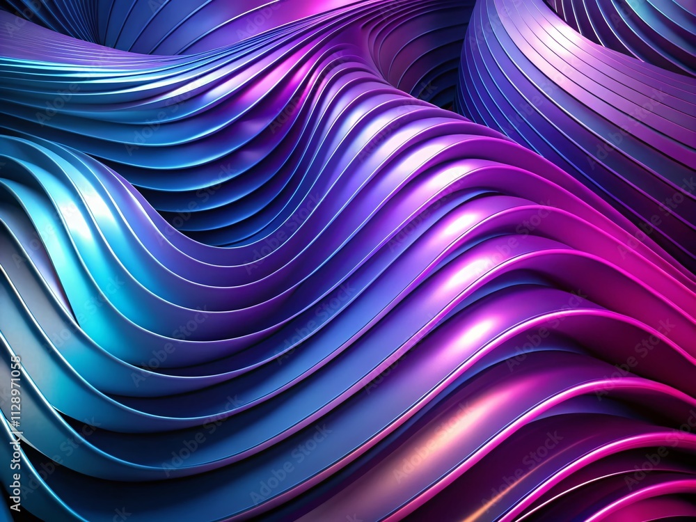 Poster elegant modern 3d rendering of abstract background with twisted flat and pop curves in purple and bl