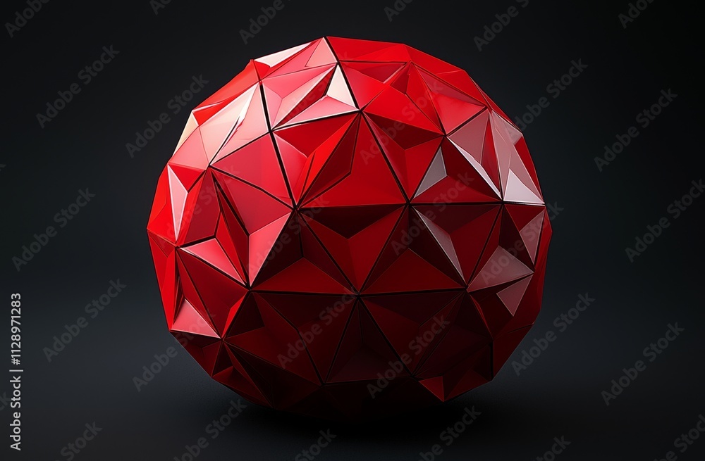 Poster an abstract 3d depiction of a low poly sphere featuring a disordered design.