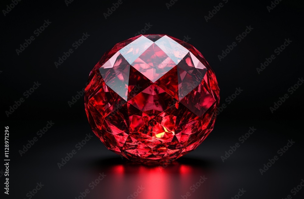 Poster a conceptual 3d illustration of a low poly sphere with an irregular structure.