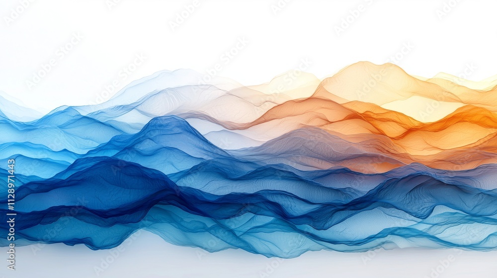 Poster an abstract background featuring a wavy, iridescent shape, created as a 3d render.