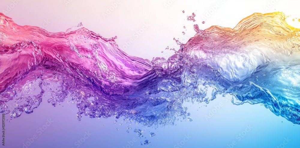 Aufkleber an abstract design featuring a wavy, iridescent form on a light-colored background, created as a 3d 