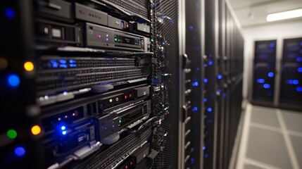 Data center operations and maintenance tech facility infrastructure indoor close-up efficiency and security insights