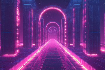 Abstract neon fractal wallpaper with space