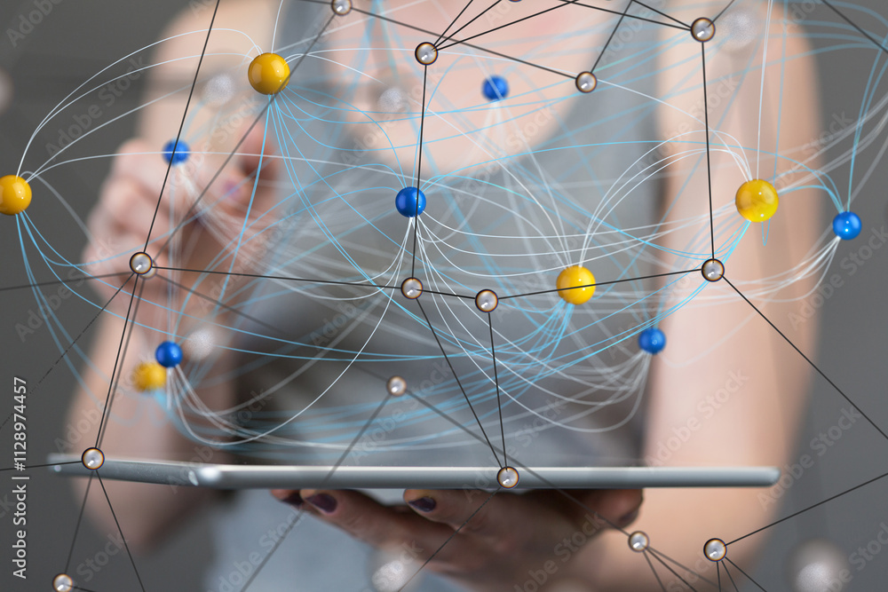Poster conference digital network and data concept 3d