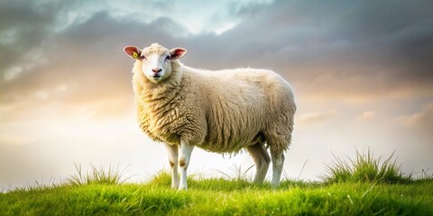 Fototapeta premium Elegant Sheep Design on a White Background - Perfect for Farm Themed Decor and Educational Materials