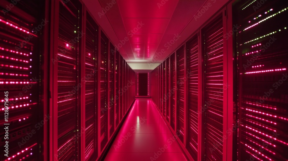 Aufkleber data center operation high-tech facility digital infrastructure red lighting perspective view advanc
